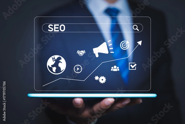 Obraz Businessman use SEO tools