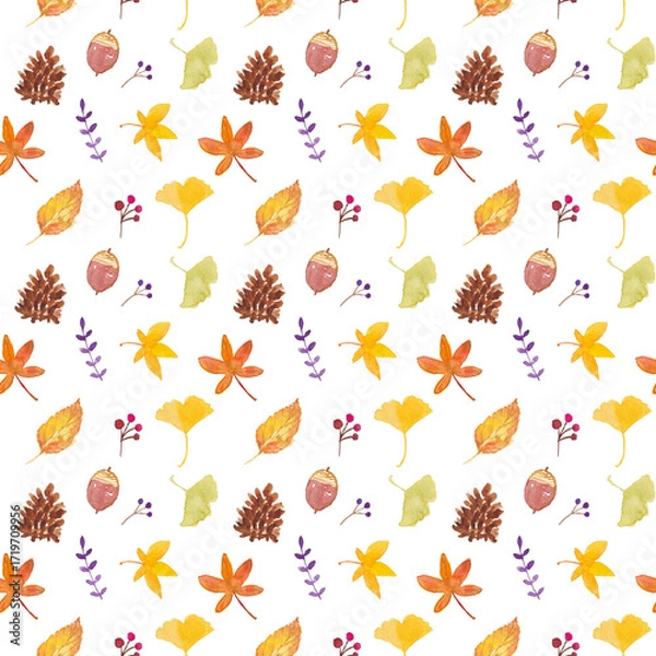 Obraz 水彩落ち葉パターン