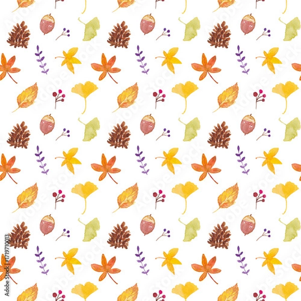 Obraz 水彩落ち葉パターン