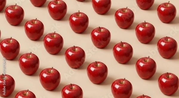Fototapeta Abundant Red Apples Patterned Background Healthy Food Fruit