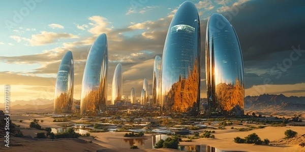 Fototapeta 3D visualization of The Line NEOM project