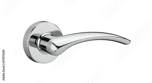 Obraz Chrome lever handle gleams against black. Product shot for hardware catalogs, interior design, renovation materials.
