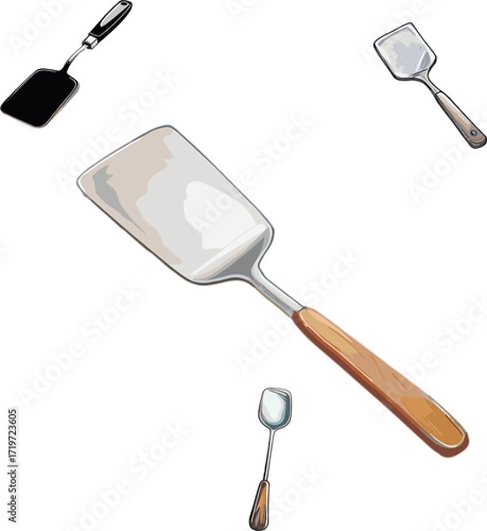 Fototapeta Set of sockets in color style, set of kitchen utensils isolated on white 