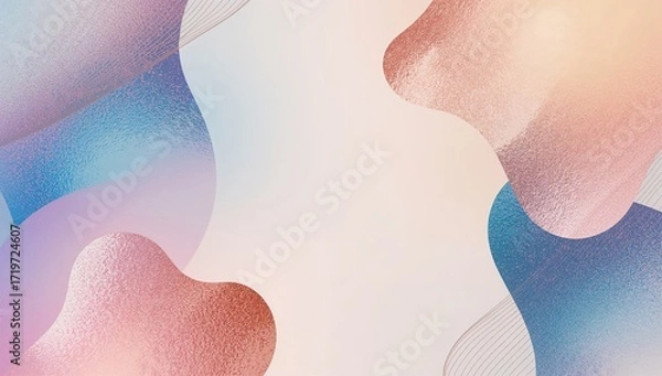 Fototapeta Abstract Pastel Color Background:  Fluid Shapes and Metallic Textures