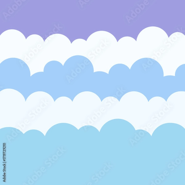 Obraz Cartoon Clouds on a Purple Sky Background