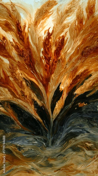 Obraz Abstract Floral Illustration with Warm Tones in Earthy Palette