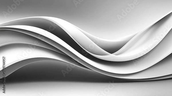 Fototapeta Abstract flowing curves create dynamic black and white form
