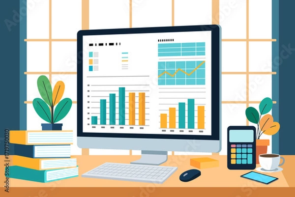 Obraz Accounting finance graphic report worker vector image