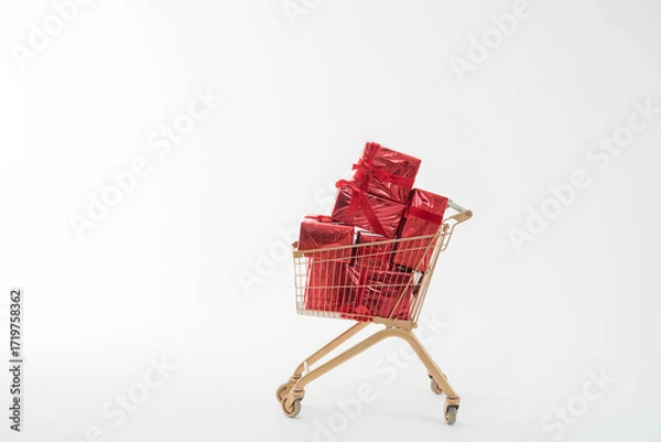 Fototapeta red gift boxes on white background