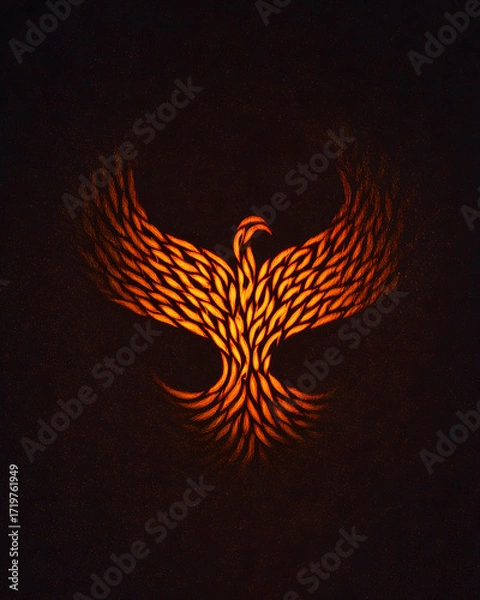 Obraz Glowing Phoenix Design with Intricate Feather Patterns and Flame Effect