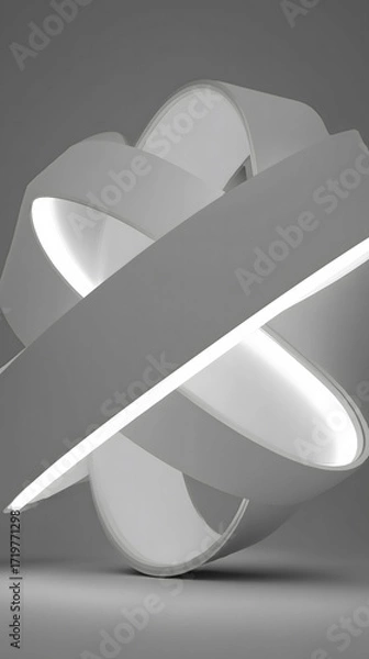 Obraz Abstract White Light Sculpture with Curved Forms and Soft Glow