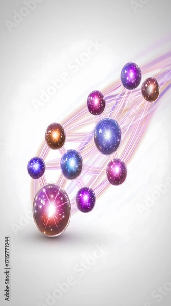 Obraz Vibrant Abstract Cosmic Energy Flowing Through Colorful Spheres