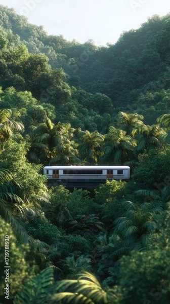 Obraz Train in lush forest