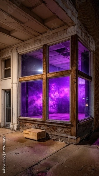 Obraz Purple lit store front at night