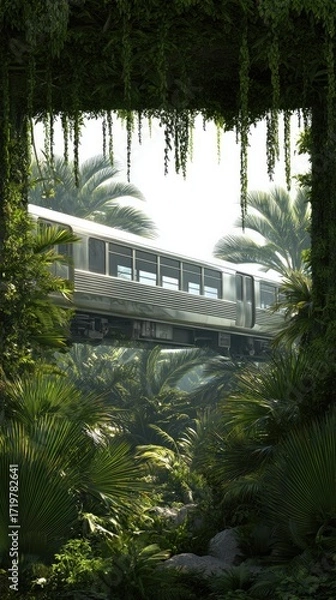 Obraz Train passing through lush jungle