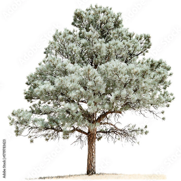 Fototapeta Lush Green Pine Tree with Dense Foliage and Strong Trunk in Clear Background
