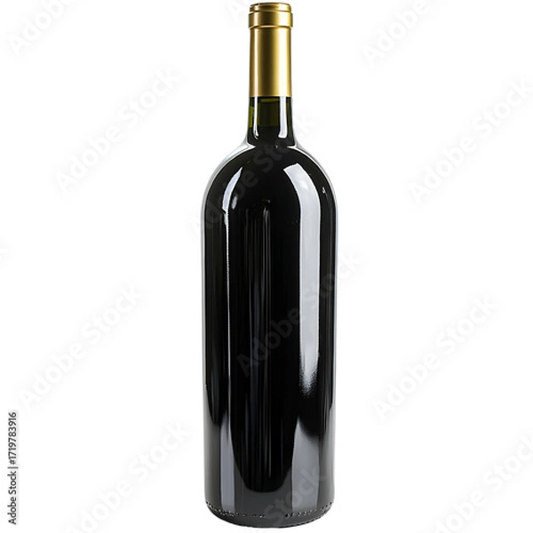 Fototapeta Elegant Black Wine Bottle with Gold Cap on Transparent Background for Beverage Display