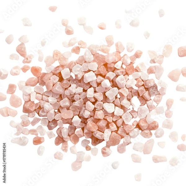 Fototapeta Close-Up View of Pink Himalayan Salt Crystals for Cooking and Gourmet Use in White Background