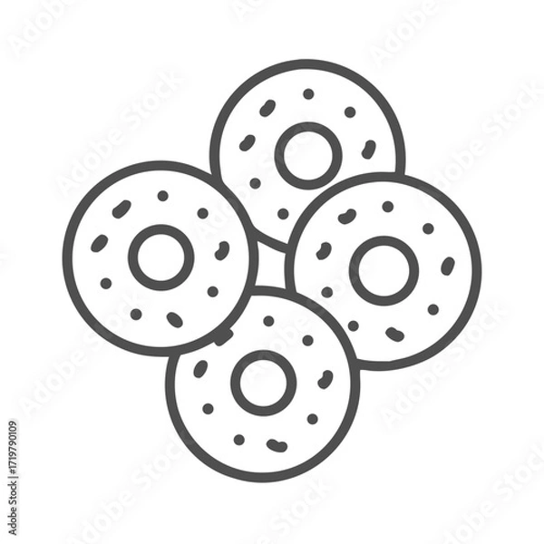 Fototapeta Vector art of four donuts with sprinkles, a delicious and tempting treat for any time of day, perfect for satisfying sweet cravings
