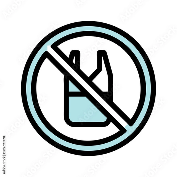 Fototapeta Vector art of icon depicting the prohibition of plastic bags, symbolizing environmental protection and the fight against pollution