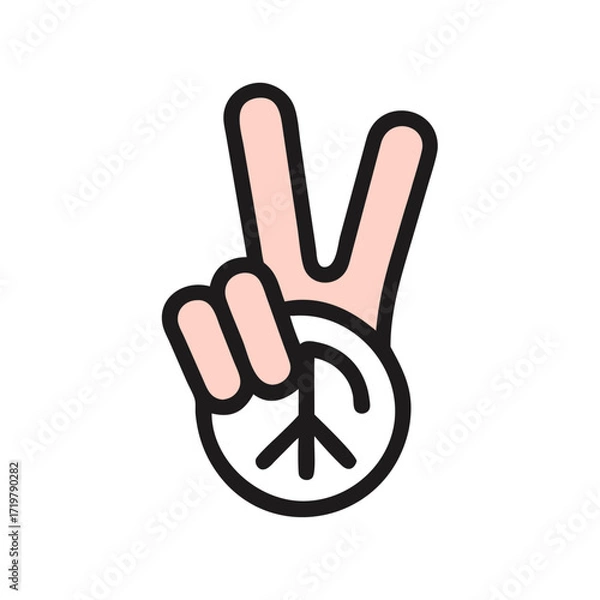 Fototapeta Vector art of peace sign hand gesture with fingers forming a v shape