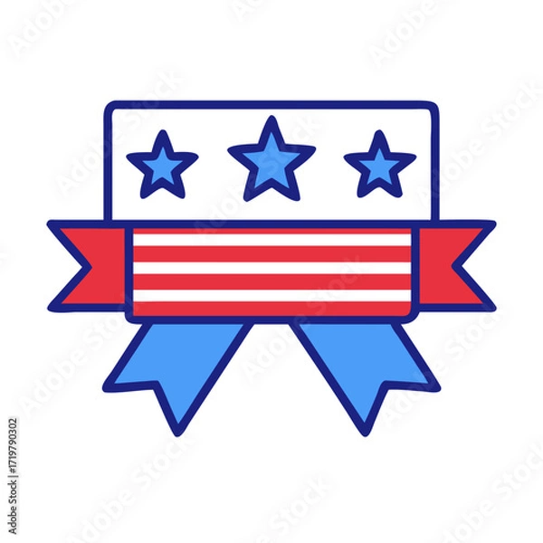 Fototapeta Vector art of patriotic badge, featuring stars and stripes, perfect for celebrating national holidays and showing american pride