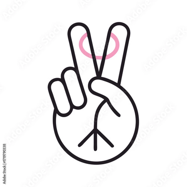 Fototapeta Vector art of hand showing the peace sign