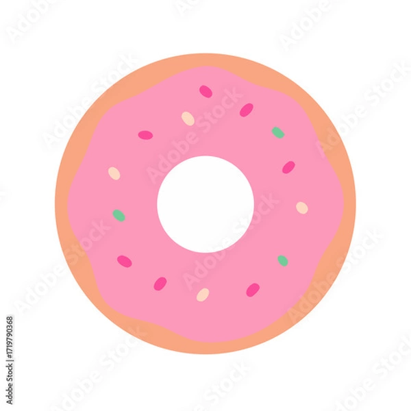 Fototapeta Vector art of a pink frosted donut with colorful sprinkles