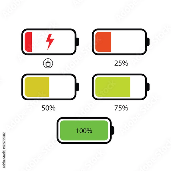 Fototapeta Dynamic Abstract Trendy Battery Status Percentage Infographic Scalable EPS Art