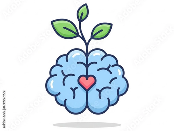 Fototapeta Mental Health Vector Icon - Brain, Emotional Wellness and Stability