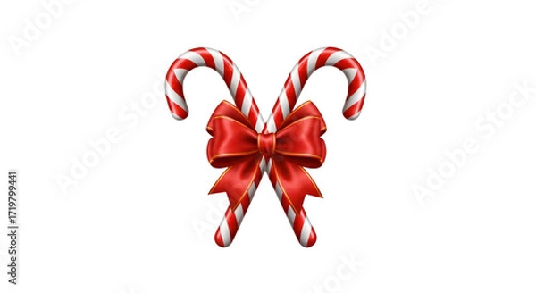 Fototapeta Festive Candy Canes with Red Bow