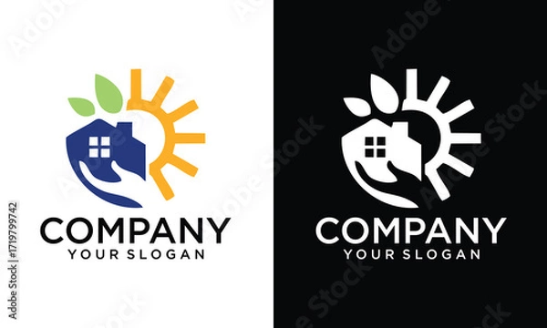 Fototapeta Creative Home Care logo hands design