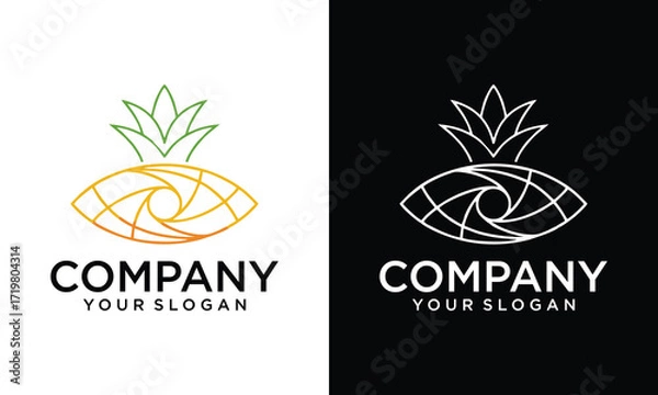 Fototapeta Creative pineapple eye vector logo. logo templates
