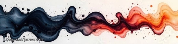 Fototapeta Swirling black ink, diluted watercolor bleeds, soft edges , complex, gradient