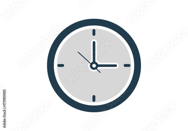 Fototapeta Clock icon flat vector illustration in minimal clean design with solid modern colors