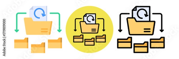 Fototapeta File Backup Icon Flat & Flat Line Style Collection Set