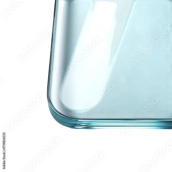 Fototapeta Png of closeup of a clear glass corner isolated on transparent background, showcasing its smooth surface and transparency
