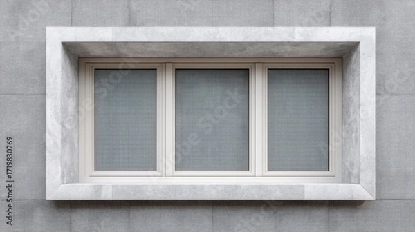 Fototapeta Modern Minimalist Window Frame with Grille Design on Gray Textured Wall for Architectural and Interior Visual Inspirations