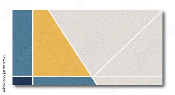 Fototapeta Abstract Minimal Geometric Composition Background with Yellow and Blue Color Blocks and Grain Texture