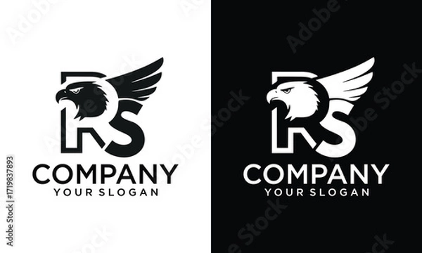 Fototapeta Creative Initial RS eagle logo vector design