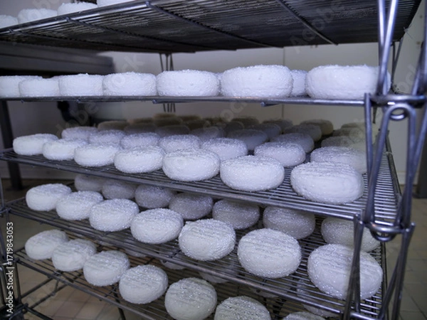 Obraz Fromages picodons sur grilles, gouttelettes