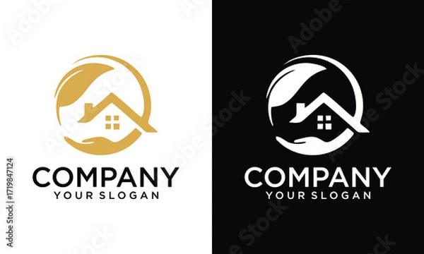 Fototapeta Creative Home Care logo hands design