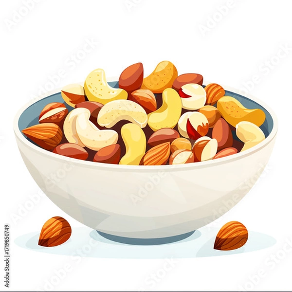 Fototapeta Bowl of Mixed Nuts on White Background.