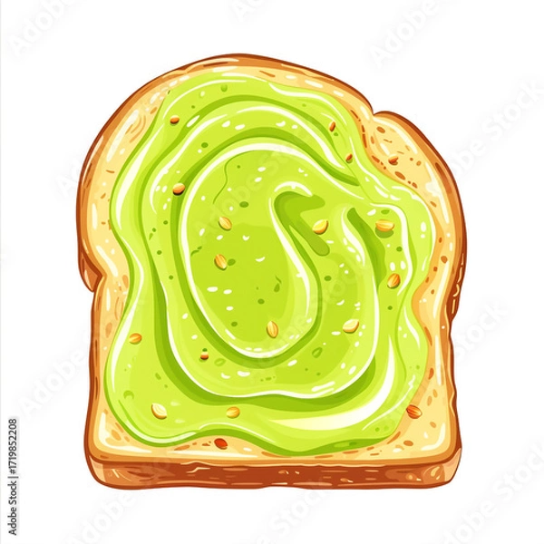 Fototapeta Toast with Avocado Spread on White Background.