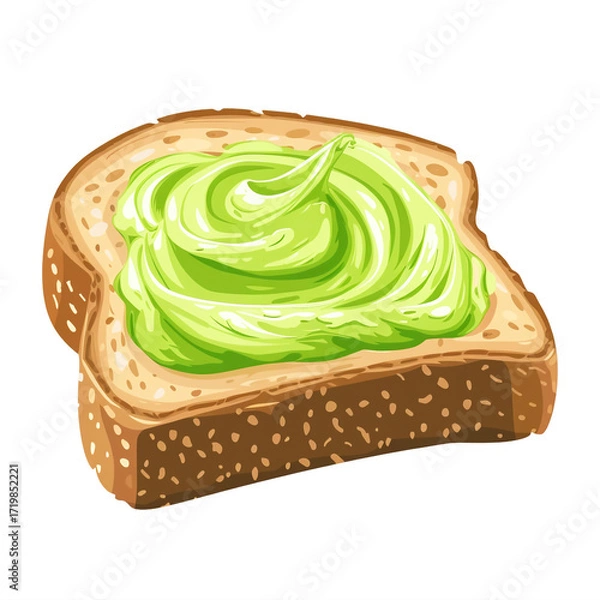 Fototapeta Toast with Avocado Spread on White Background.