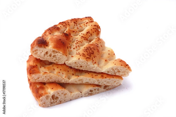 Obraz Three slices pita bread isolated on white