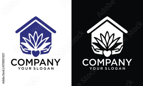 Fototapeta Creative Home Care logo hands design