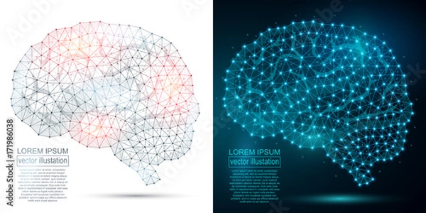 Obraz Polygonal DNA abstract image. Low poly wireframe