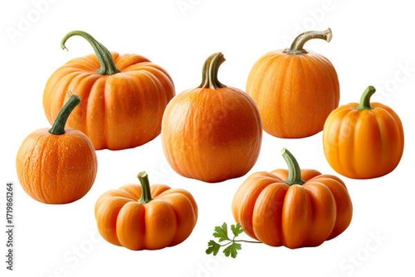 Fototapeta Various pumpkins on a transparent background