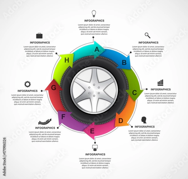 Obraz Car Wheel Infographic Design Template. Vector illustration.